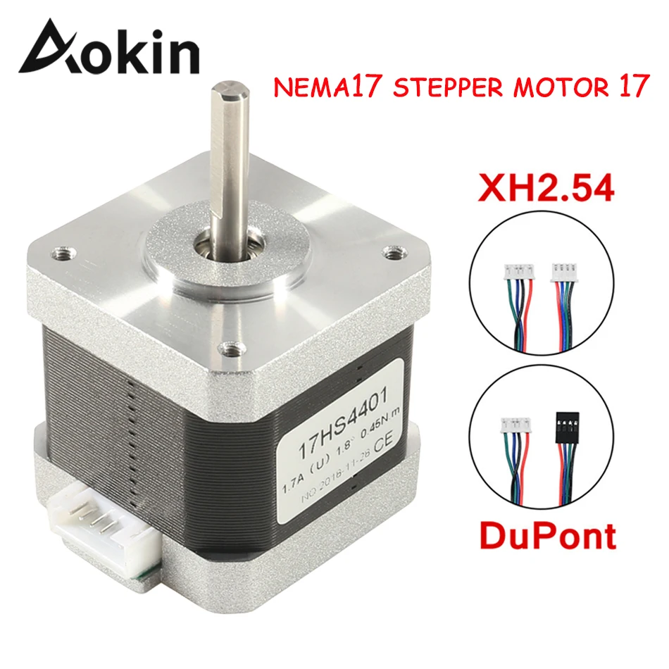 Aokin 40 мм Nema 17 шаговый двигатель 42 Мотор Nema17 шаговый двигатель 17HS4401 для 3D-принтера