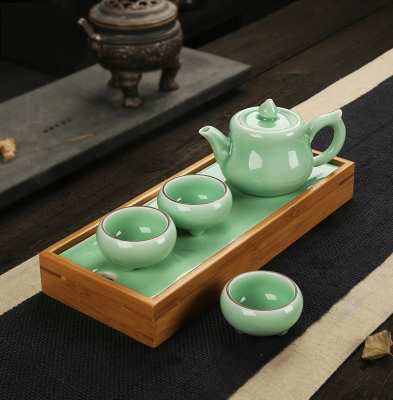 4PCS/Sets Creative Longquan Celadon Kung Fu Tea Set Chinese Ceramics