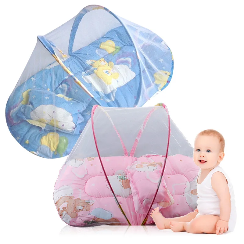 Hot Sale 2 Colors Cute Portable Foldable Baby Mosquito Tent Travel Infant Bed Net Instant Crib