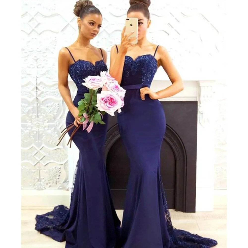 Elegant Lace Appliques Sweetheart Mermaid Backless Bridesmaid Dresses