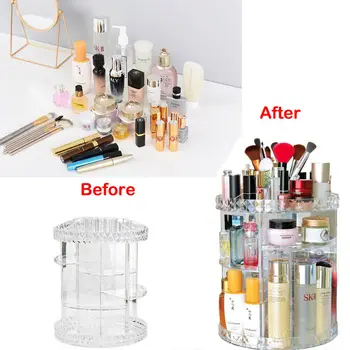 

360 Degree Spin Rotating Transparent Makeup Cosmetic Storage Holders Luxury 3 Layer Cosmetic Sundries Organizer Case Racks