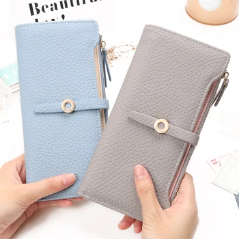 

Top Quality Latest Lovely Leather Long Women Wallet Fashion Girls Change Clasp Purse Money Coin Card Holders wallets
