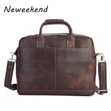 Винтажный большой портфель из натуральной кожи Crazy Horse, портфель, 16 дюймов, сумка через плечо для ноутбука iPad 1019 36% off