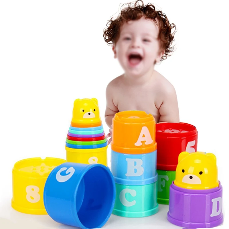 Cup Tower Puzzle Stack Little Bear Stacked Letters Building Cups