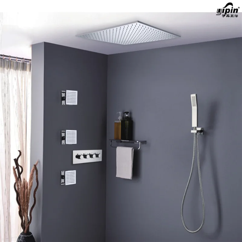 Rainfall Concealed Round Shower Set with Brass Two Functions Embedded Box Mixer Valve Head Spout | Обустройство дома
