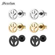 Дикарлун знак мира серьги золото серебро черный украшение из нержавеющей стали для женщин мужские сережки-гвоздики символ мира Антивоенный подарок