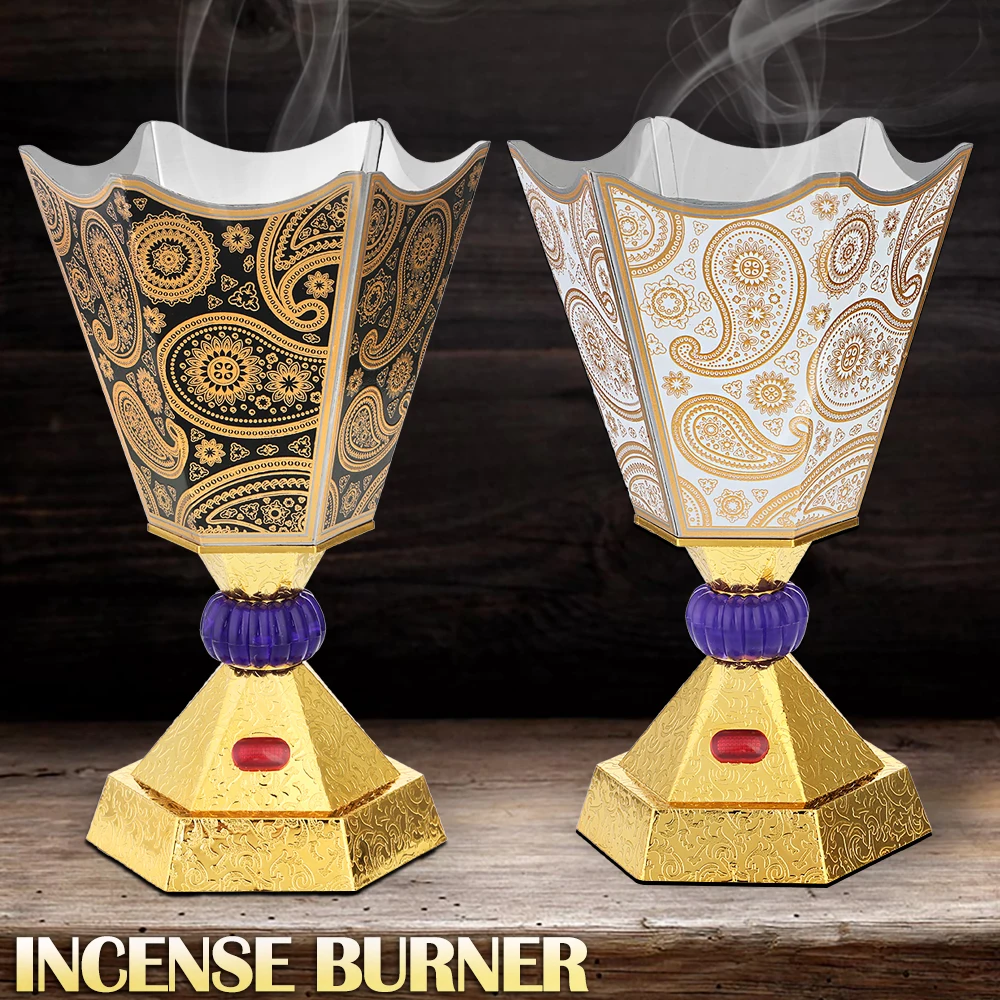 

1PCs Alloy Electric Incense Burner Hexagonal Sun Moon Pattern Islamic Style With Socket For Home Office Teahouse Use Home Decor