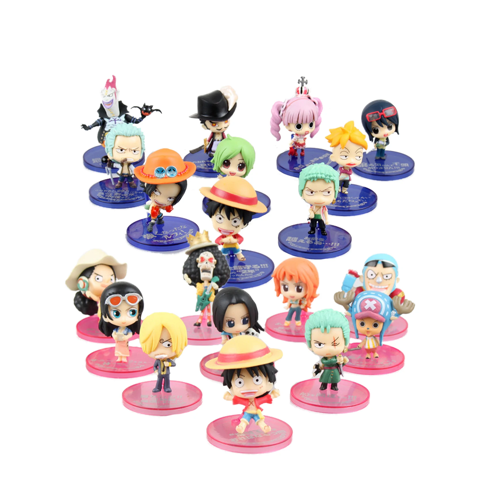 

Chanycore Anime ONE PIECE 10pcs/set Luffy Zoro Nami Sanji robin 2style 7cm Action Figures PVC onepiece toys doll model