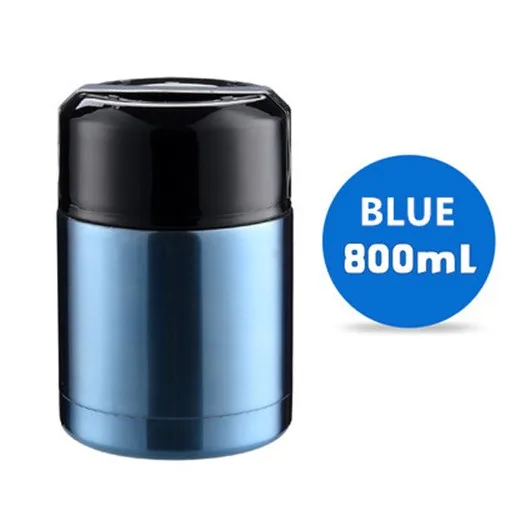 800ml Blue Большой объем, 600 мл/800 мл/1000 мл, термос, Ланч-бокс, портативный контейнер из нержавеющей стали для еды, супа, термосы, Термокружка - Цвет: 800ml Blue