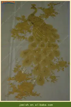 

1pc Peacock Applique Accessories for Sewing Lace Trimmings, 50-60cm wide 110cm lenght embroidered mesh cheongsam dress fabric