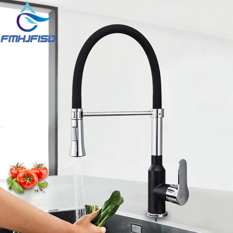 

Dual Function Pull Down Spray Head Kitchen Faucet Commercial 360 Swivel Rotation Mixer Water Taps Hot and Cold Water