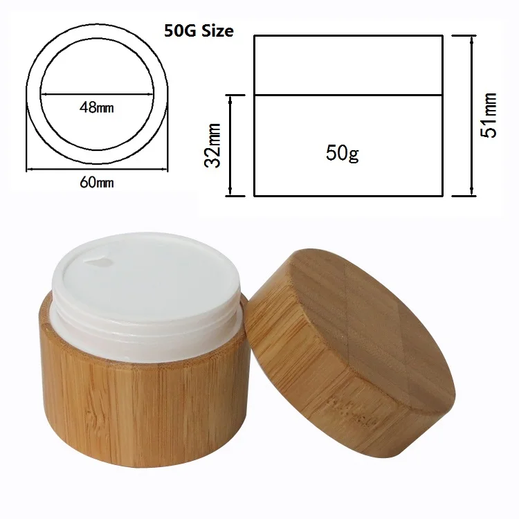 Bamboo Cream Jar PP Plastic Container 10G 20G 30G 50G Empty Refillable Bottle Cosmetic Packaging Pot Bamboo Wooden Jar (3)