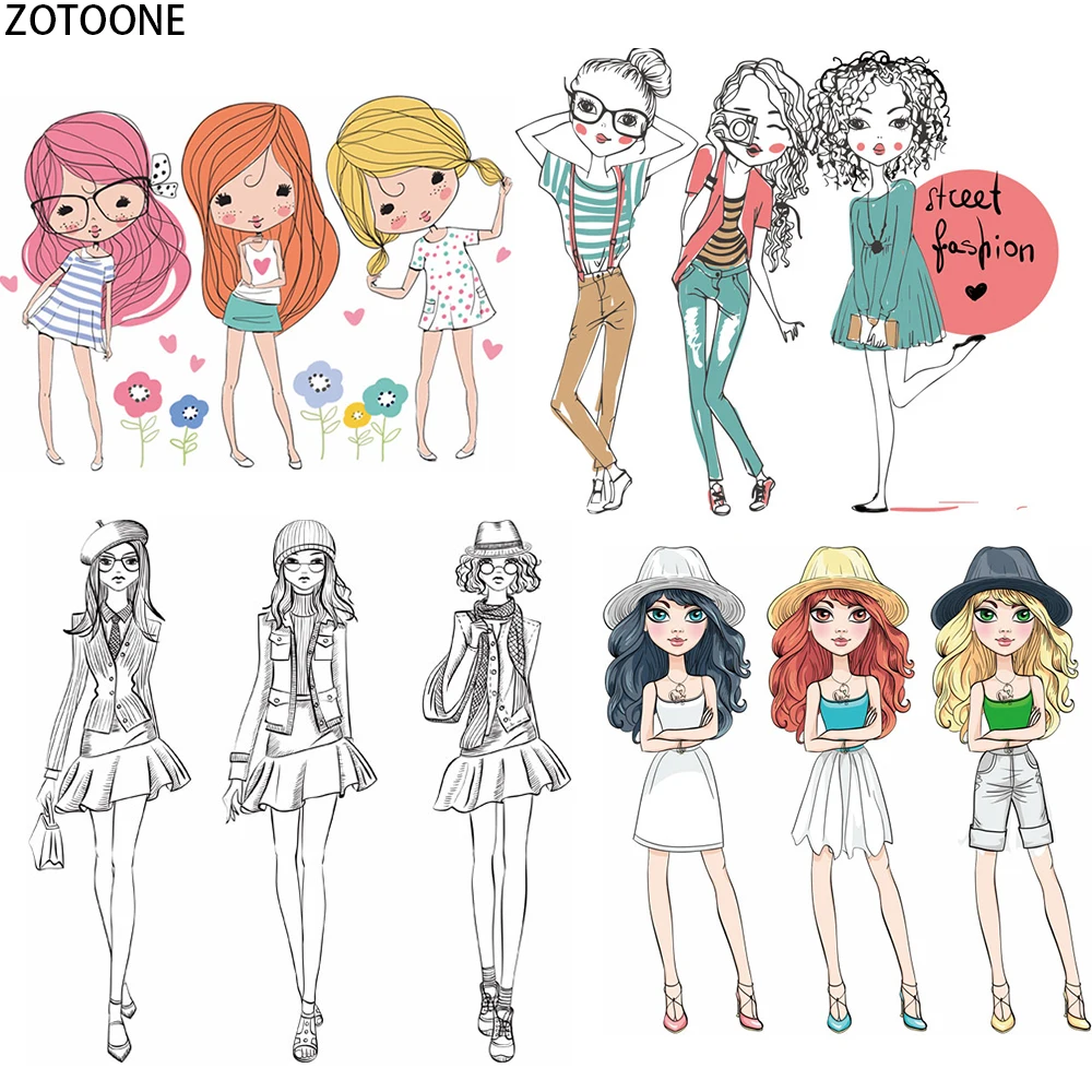 

ZOTOONE Fashion Girls Patches for Clothing DIY Iron on Transfer Patch Application Thermo Heat on Clothes Sticker Applique Badges