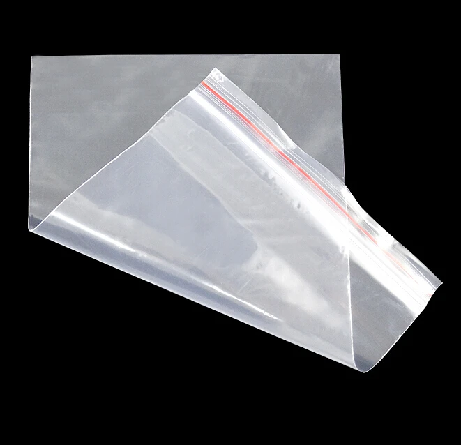 1000PCS Clear Bag Resealable Plastic Bags Red Grip Self Press Seal
