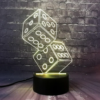 

2017 Gambling Numuber Double Dice 3D LED USB Table Lamp Illusion Touch RGB Night Light Decoration Art Child Christmas Toy Toy