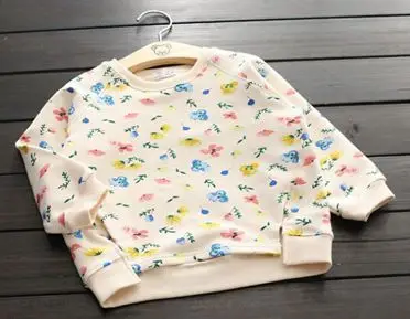 Новое поступление, модные толстовки для маленьких девочек свитер с цветочным принтом для девочек детские толстовки с длинными рукавами - Цвет: as photo