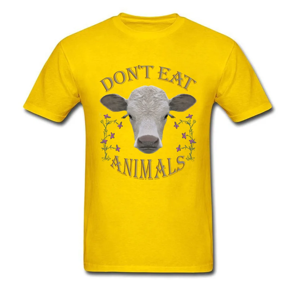 DONT EAT ANIMALS T Shirt Short Sleeve Hip hop Prevailing Mens Autumn Tops & Tees Hip hop Tee Shirts Crew Neck All Cotton DONT EAT ANIMALS yellow