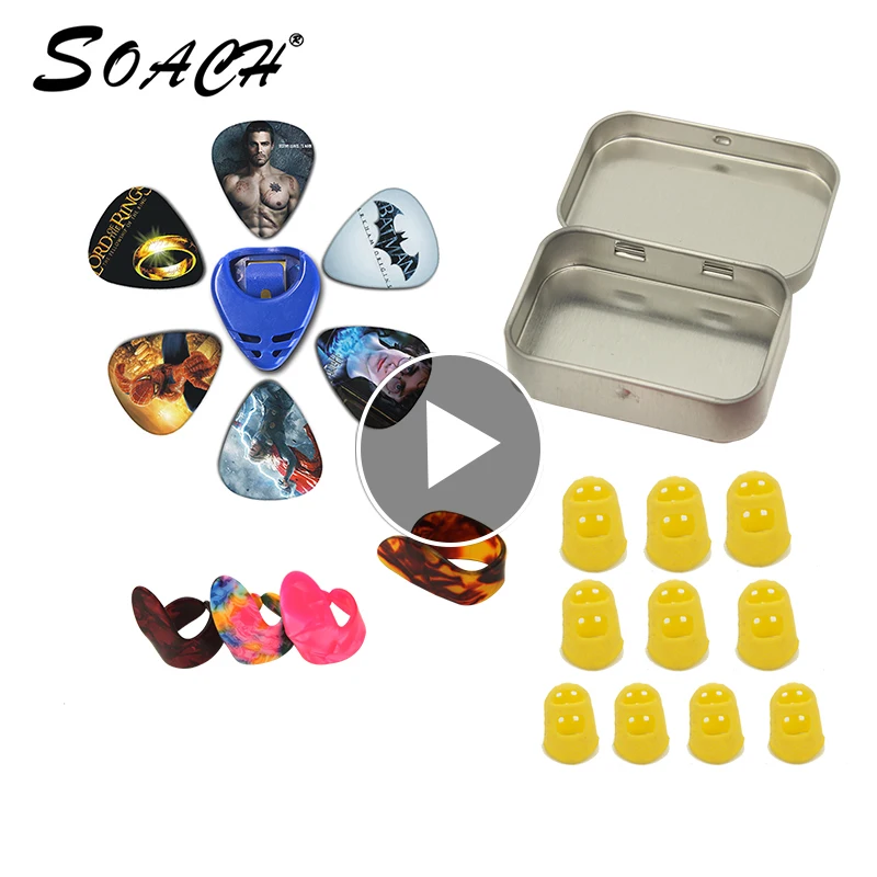 2018 SOACH nuevo Kit de herramienta set guitarra: celuloide dedos, juegos de dedos, hojalata bo, dial set Guitarra partes Accesorios