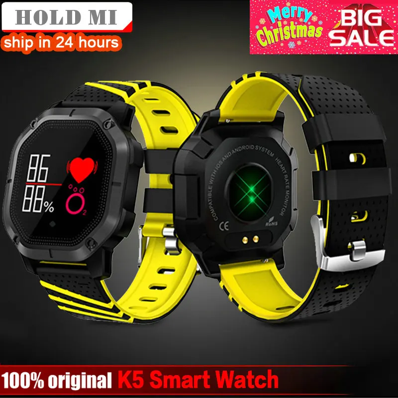 

Hold Mi K5 Smart watch IP68 Waterproof Multiple Sports Modes Swimming Heart Rate Monitor Blood Oxygen Clock K5 Smart Bracelet
