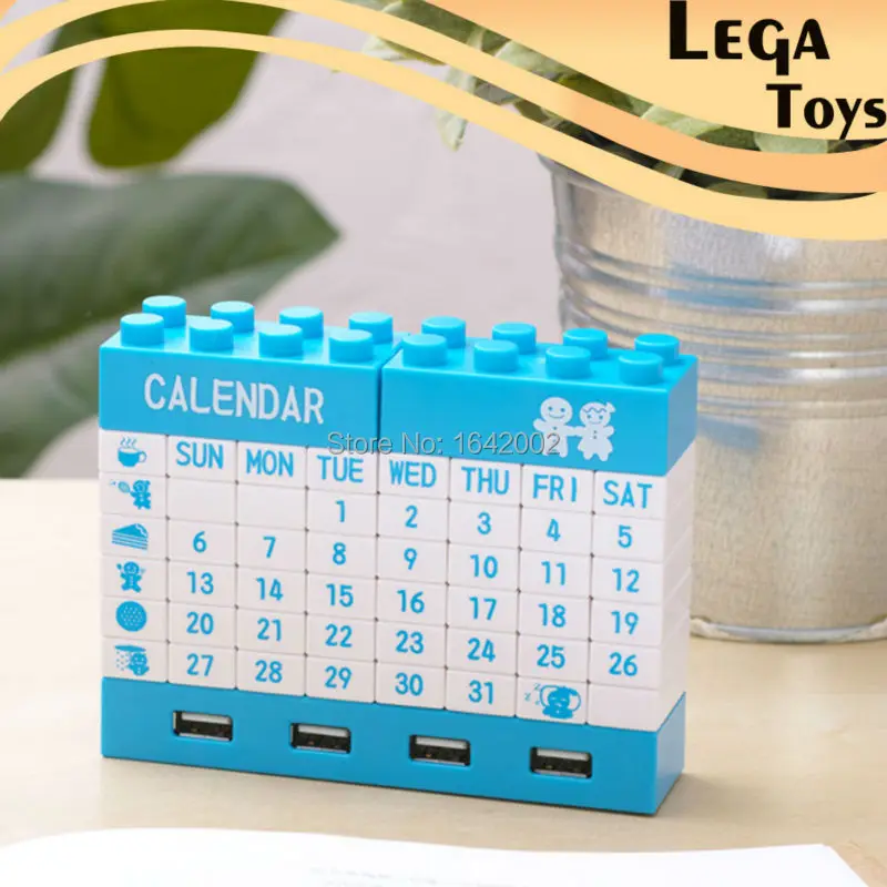 Высокое качество DIY календарь, строительные блоки календарь, блоки USB Календарь концентратор DIY вечный календарь с 4 портами концентратор