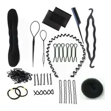 1 набор, много предметов, волшебный пончик, пенка, губка, заколка, сделай сам, набор для стайлинга волос, аксессуары для волос