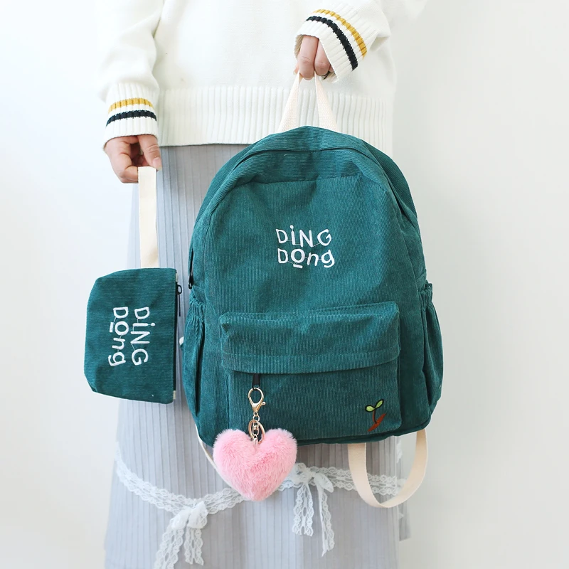 Female Bookbag High student bag black nylon printing backpack girl