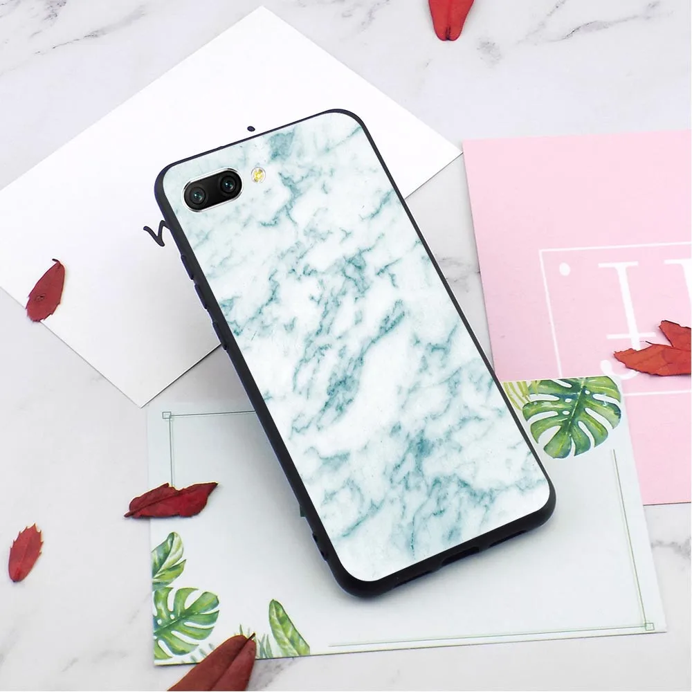 

Colorful Pure Marble Phone Case for Huawei Honor 8 Lite Cover 10 9 6A 7A Pro 7X 7C Y6 Prime Nova 3 3i Covers Skin TPU