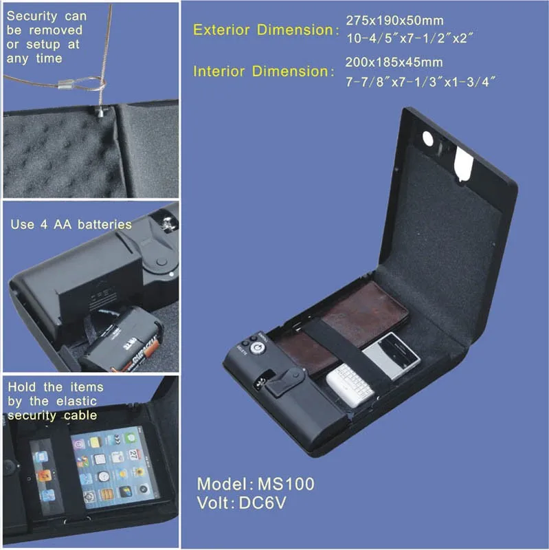 MS100 биометрический сейф для пистолета, украшений. Хранилище, шкатулка, портативный сейф, горячие новинки, лучший подарок