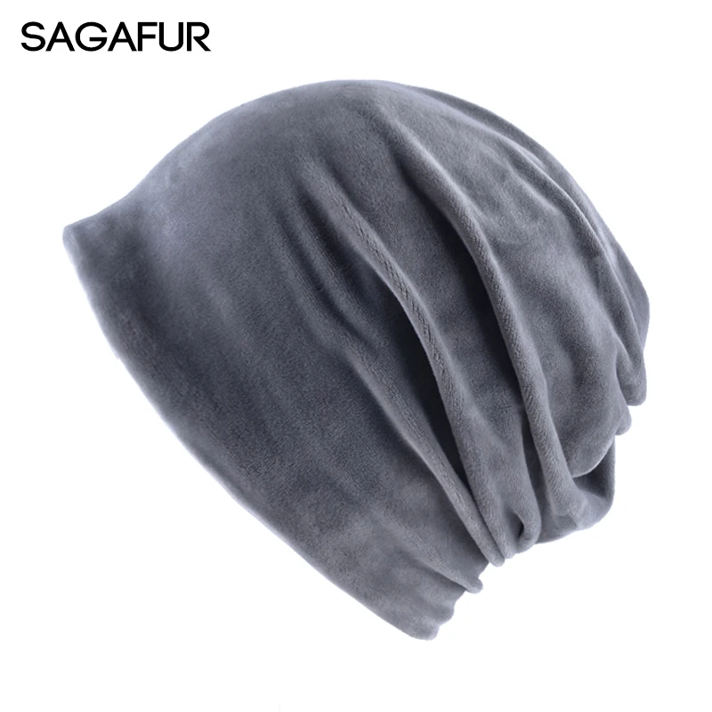 

Soft Velvet Hat Female Autumn Winter Cap Woman's Casual Beanies For Girls 2018 Fashion Multifunction Solid Flannel Hat Bonnet