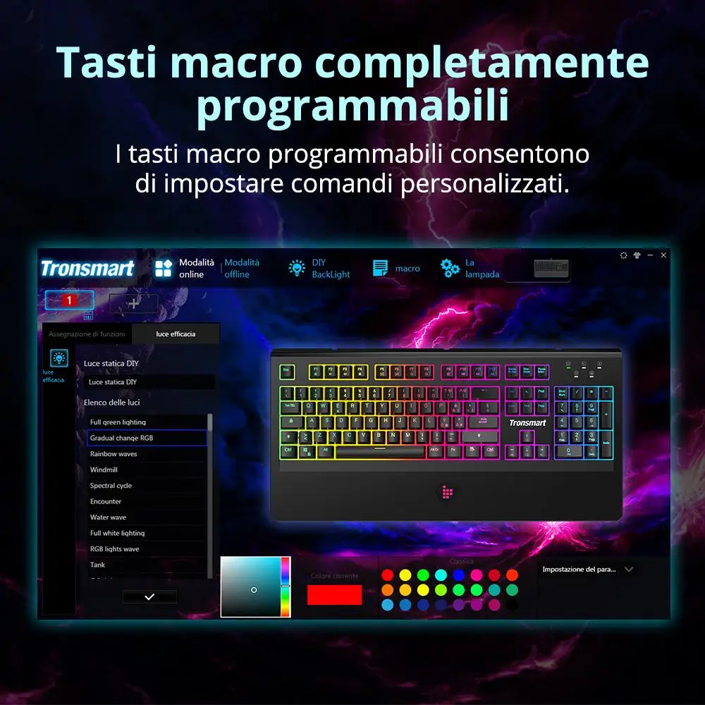 [IT STOCK] Tronsmart TK09R RGB Механическая игровая клавиатура с подсветкой макро синие