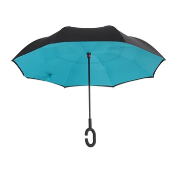

umbrella Reverse Double Windproof fashion Layer Rain Umbrella Inverted Auto Inside Out Rain Protection C-Hook with Hands new