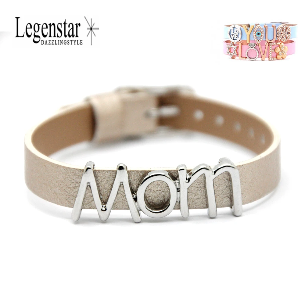 Legenstar Genuine Leather Bracelet MOM Alloy Charm Wristband DIY