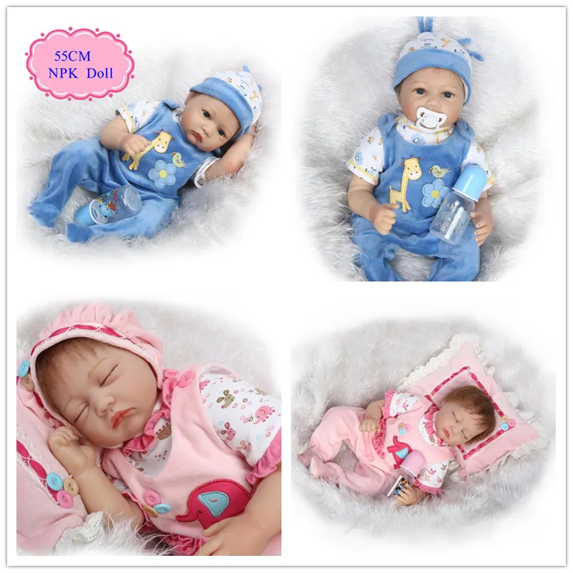 Original China 55cm 22'' Baby Doll Toys For Girls Hot Welcome Reborn Baby Girl Doll Unique Reborn Benecas De Silicone Best Gift