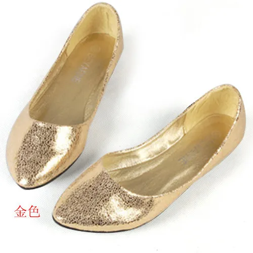 Hot 2014 Spring&Summer Pointed Toe Black Ballet Flats Glitter Pu Luxury