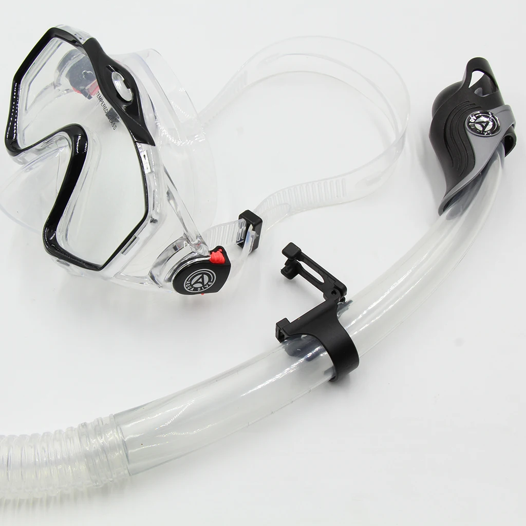 4x Silicone Snorkel Keeper + 1x Plastic Universal Clip Keeper Retainer Black Diving Mask Strap Buckle Snorkel Mask Keeper