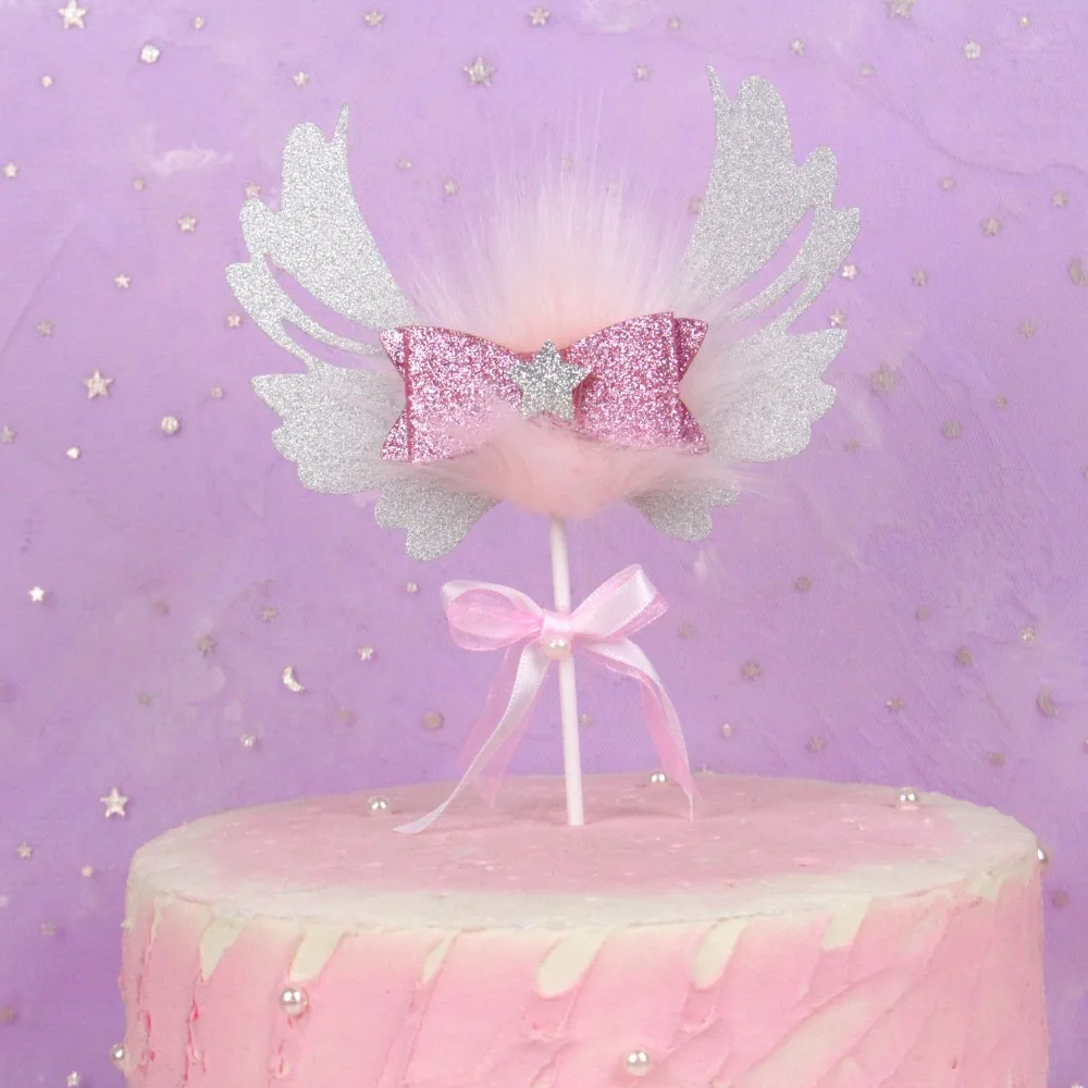 Новый Блестящий Единорог торт Топпер розовая Корона Крылья Свадебный кекс Топпер Детская Игрушка В ванную для девочек на день рождения