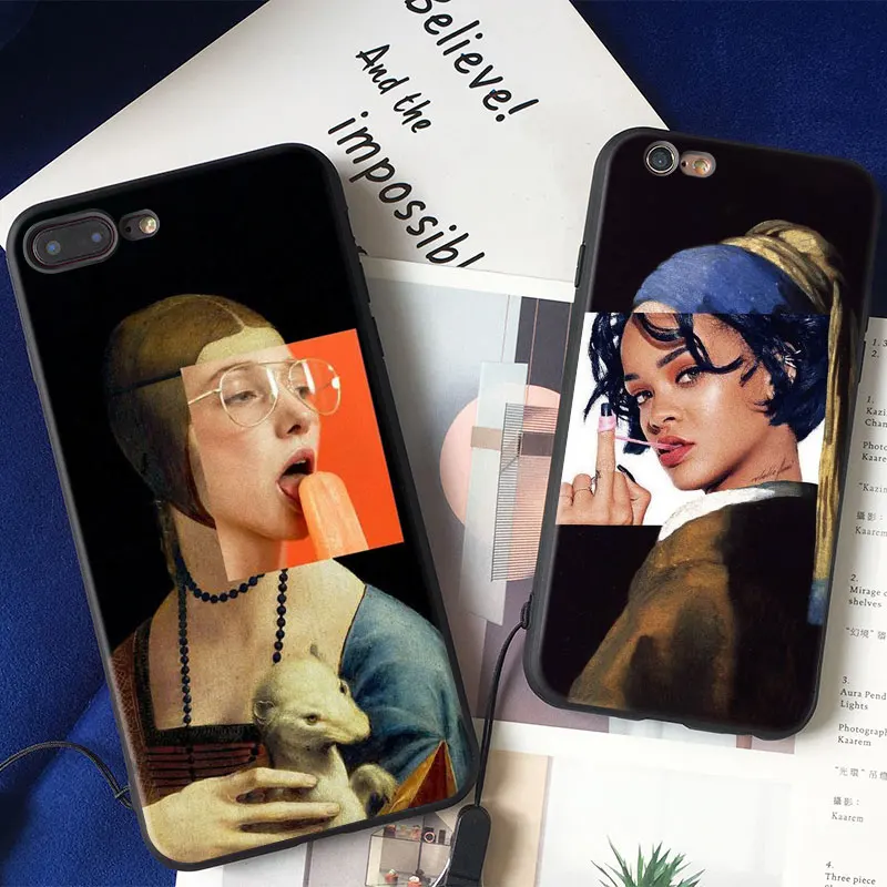 

Famous Art painting vintage Aesthetics TPU Soft Silicone Phone Case Cover For Apple iPhone 5 5s Se 6 6s 7 8 Plus X XR XS MAX