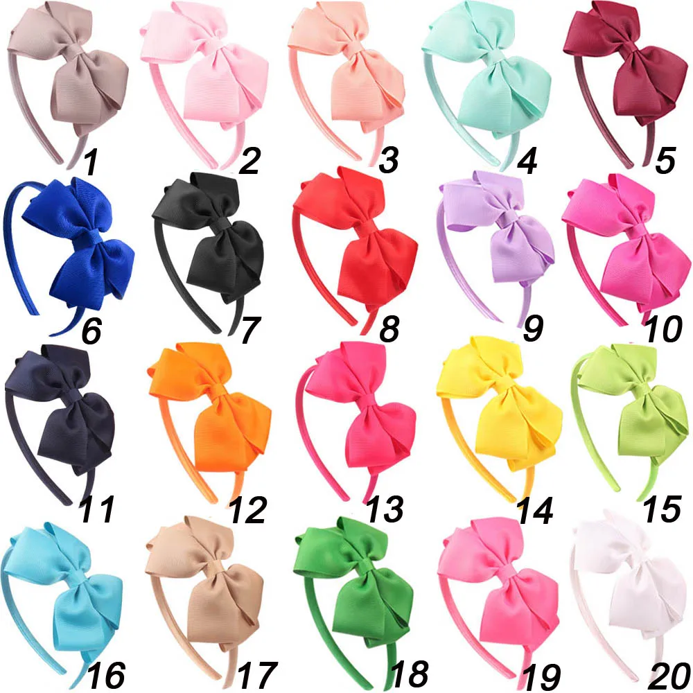 10Pcs/lot Plain Satin Covered Hairbands Ribbon B Kids Girls Handmade Hard Hair Bows Headbands Accessories