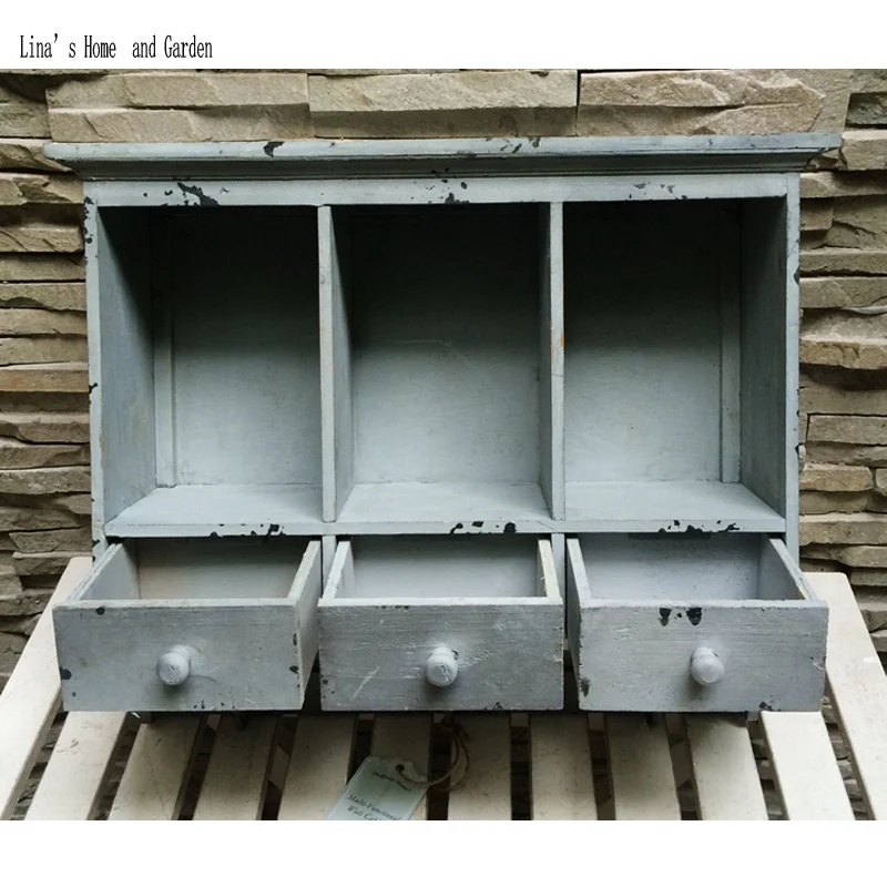 handmade solid small wood shabby and chic wall cabinet (3)