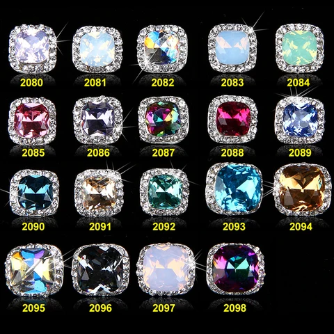 Encantos do Unha Strass para Unhas Grande Strass Unha Charme Pçs Fantasia 3d Cristal Quadrado Geométrico Unhas Arte Decorações 100