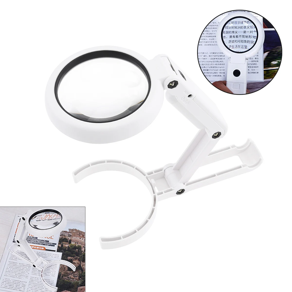 

11X ABS + Acrylic Optical Lens Desk-top Multifunctional Foldable Rechargeable Magnifier with 8 LED Light for Reading