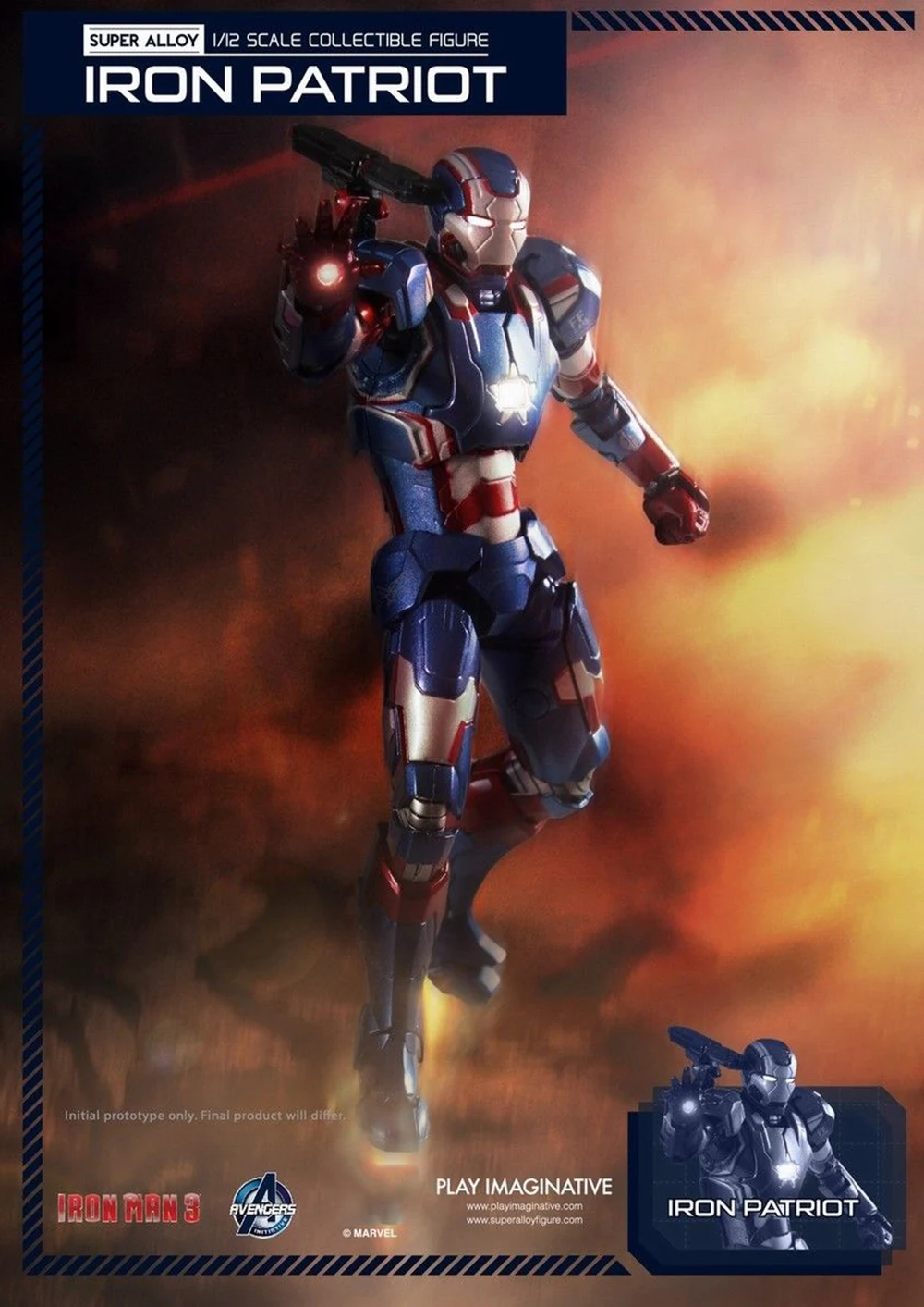 Play Imaginative Iron Patriot Iron Man 3 Action Figure 1//12 Scale