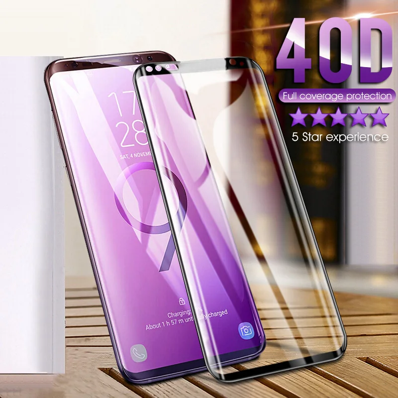

40D Full Curved Tempered Glass For Samsung Galaxy S9 S8 Plus Note 9 8 Screen Protector For Samsung S7 S6 Edge S9 Protective Film