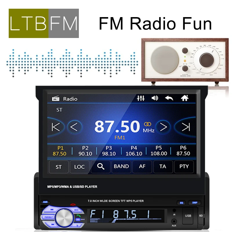 LTBFM 1Din радио автомобиля " сенсорный экран стерео MP5 мультимедиа Автомобильный плеер Bluetooth FM стерео радио с обратной поддержкой USB/AUX