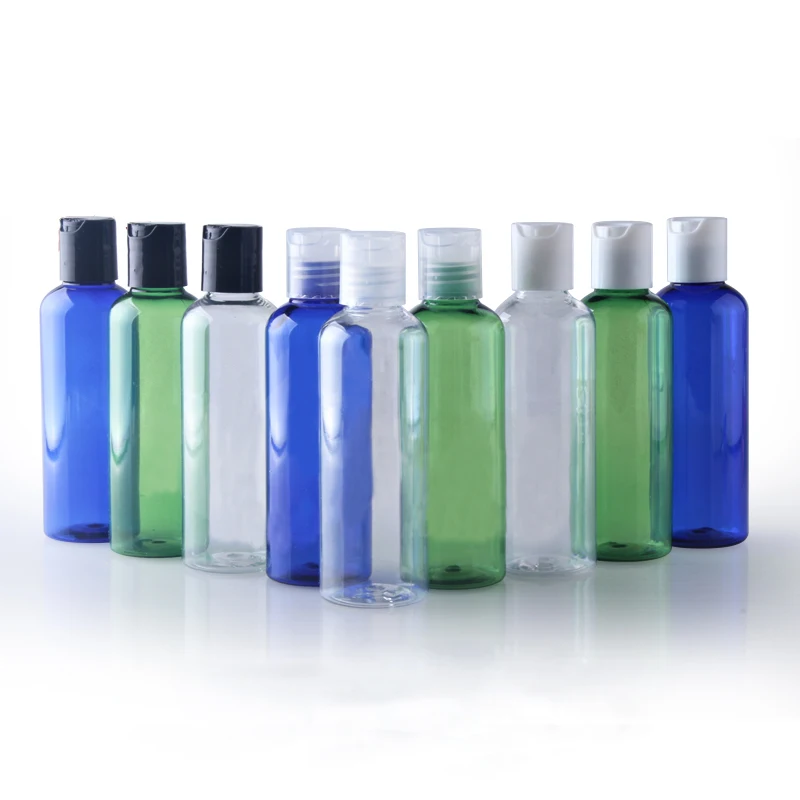 

50pcs Shampoo Bottles Cosmetic Packaging Containers 100ml Disk Top Cap Empty PET Lotion Emulsion Refillable Travel Bottle