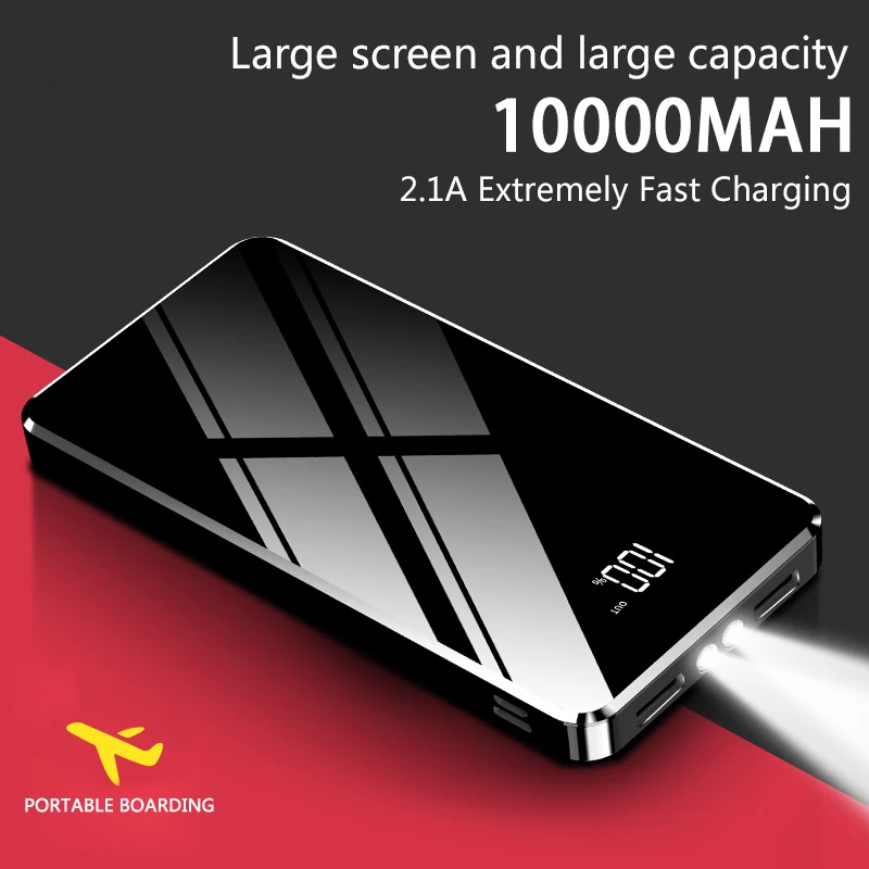 Внешний аккумулятор NOHON на 10000 мА · ч с двумя USB портами и светодиодной