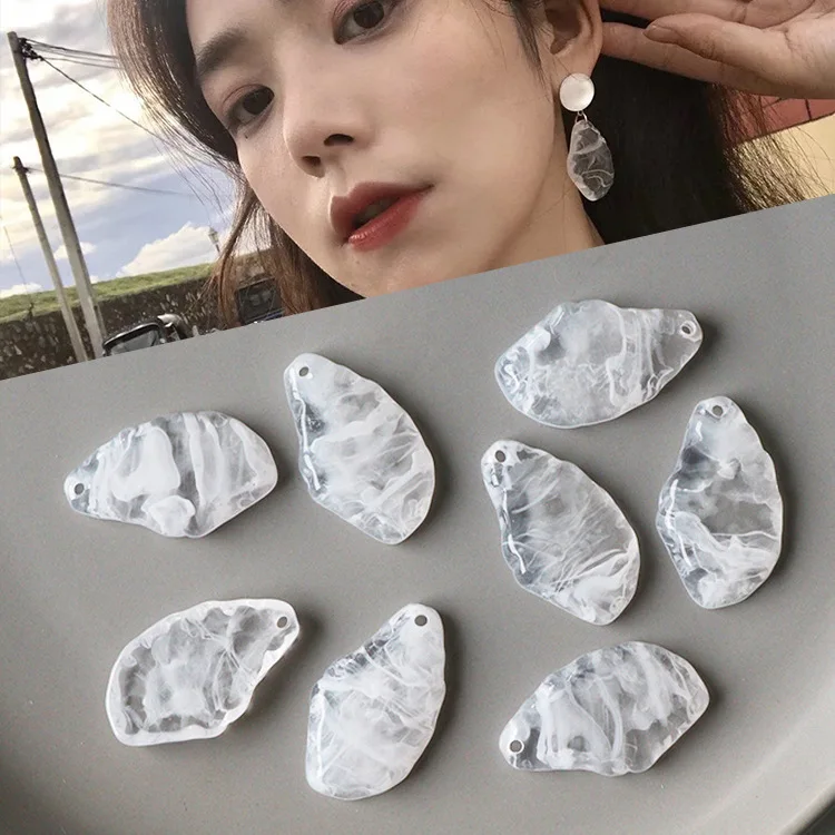 

SEA MEW 10 PCS 33x20mm Trendy Earrings Accessories Acrylic Resin Pendant Charms For Jewelry Making