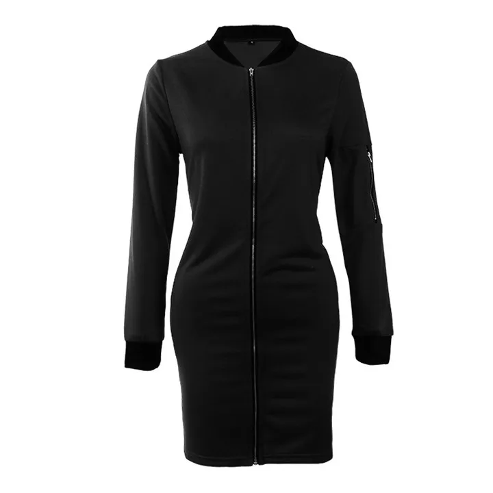 2017 autumn new European and American fashion ladies in the long section of pure color simple fashion jacket jacket (4)