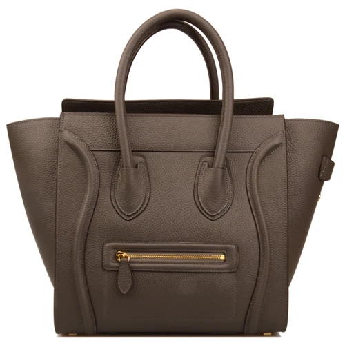 Женская сумка из натуральной кожи с большой верхней ручкой и смайликом - Цвет: Dark grey