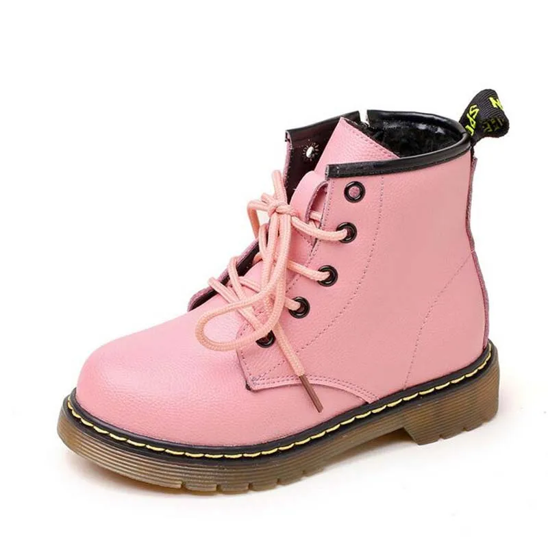 

2018 New Children's Shoes Genuine Leather Martin Boots for Boys Girls high quality real leather teenagers boots for 2-12Years